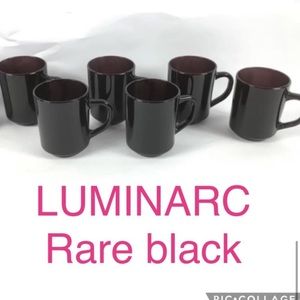 6 ARCOROC France mugs BLACK PURPLE SMOKE rare pristine vintage